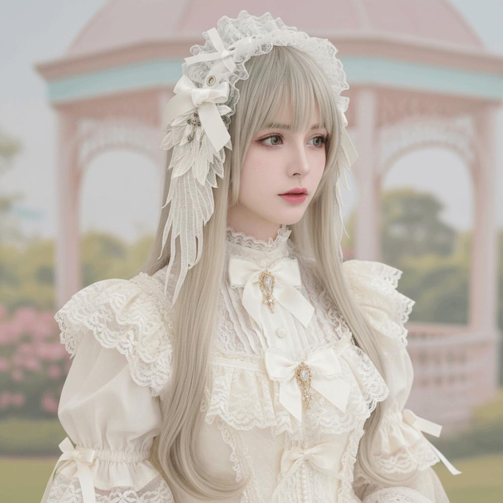 Y2k Lolita Wings Lace Headband Spicy Girl Lolita Hair Clip Sweet Ruffled Hairband Party