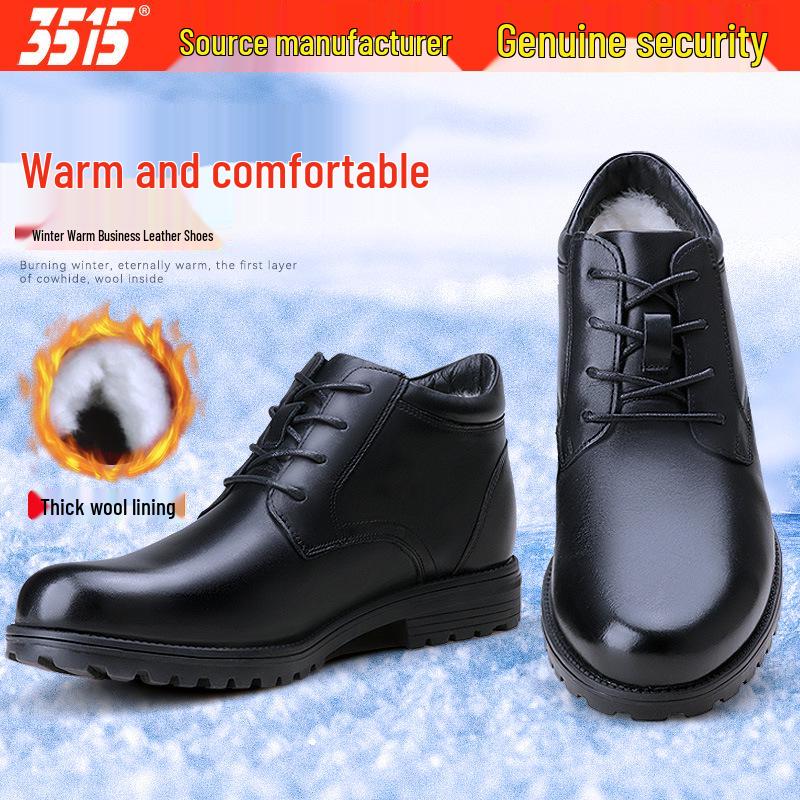 Jihua 3515 Men s Wool & Fleece-Lined Leather Boots, Outdoor-Ready, Warm, Snow & Cotton Boots 38