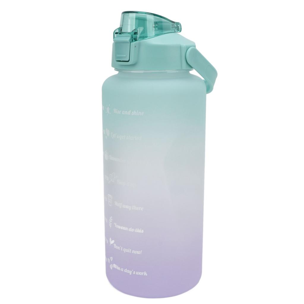 Sports Water Bottle 2000ml Gradient Frosted   Water Bottle with Handle Straw Silicone Hose Water Bottle for Running