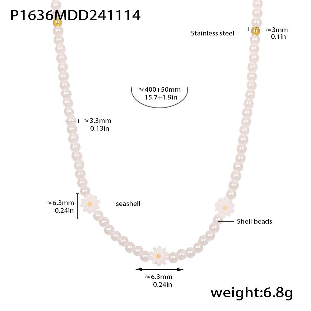 Qiongyao Handmade Daisy Pearl Clavicle Necklace - Pastoral Style Floral Jewelry for Women