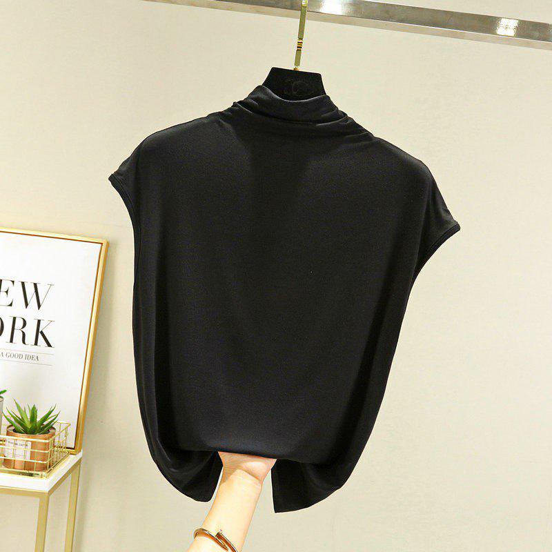 Großformat Modal Damen Hochgeschlossenes Ärmelloses Locker Geschnittenes Schlankmachendes Shirt - Frühling/Sommer