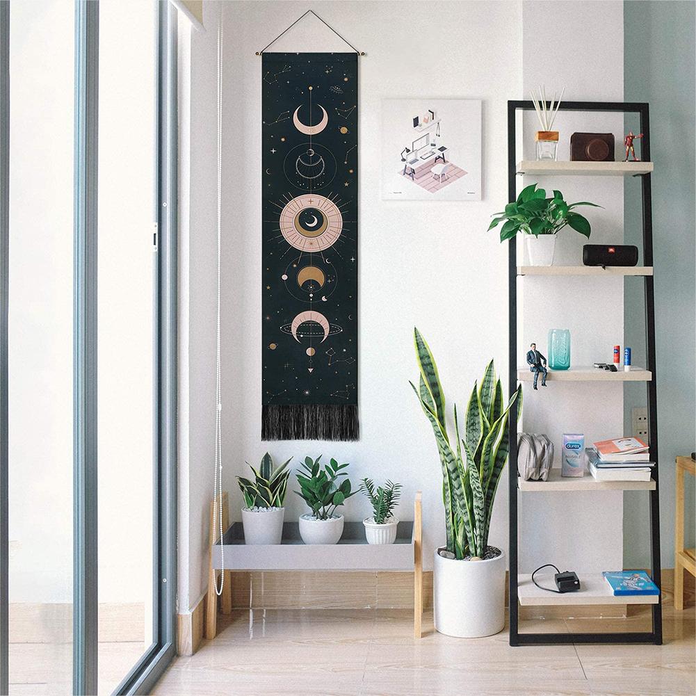 Decorative Tapestry Lunar Eclipse Cycle Painting Tassel Tapestry For Home Living Room Decoration