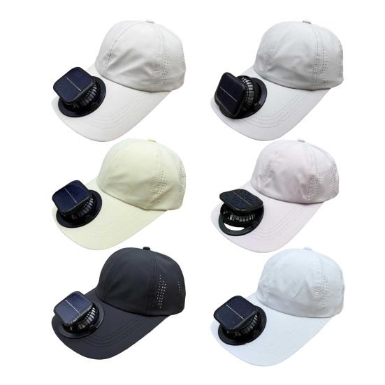 Baseballkappe mit UV-Schutz-Sonnenschirmkrempe Eingebauter leiser Lüfter 3 Geschwindigkeiten Solare Doppelstromversorgung USB-Laden Schnell trocknende Sonnenkappe