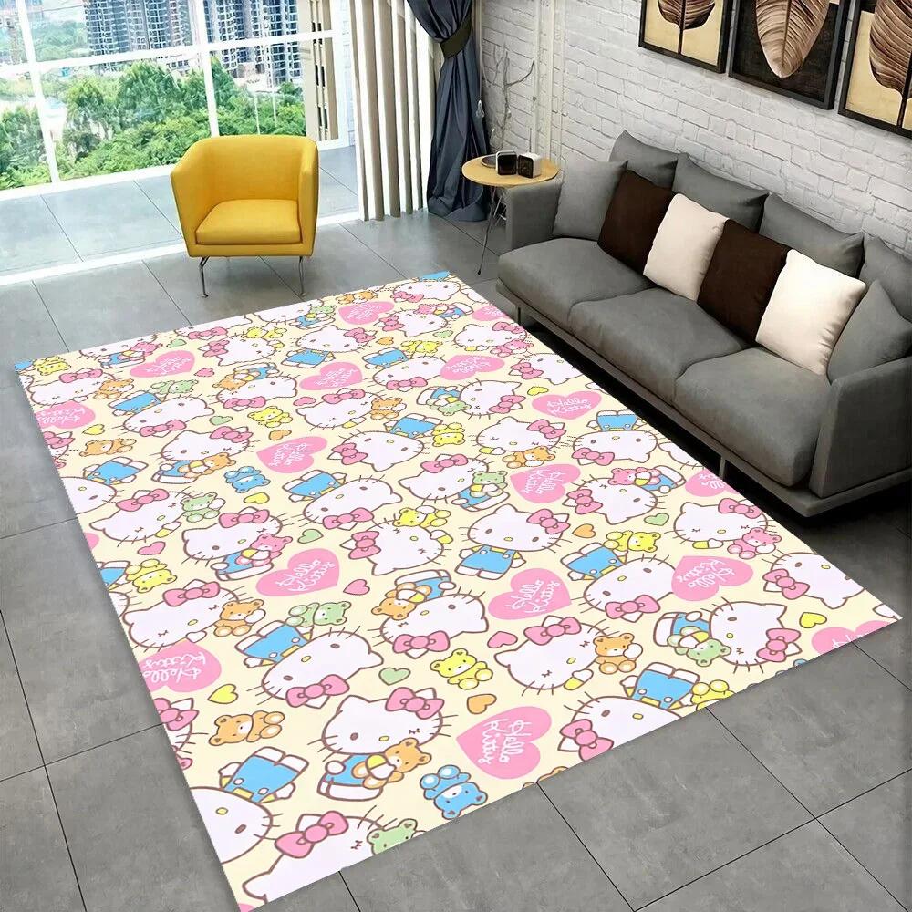 Sanrio Cartoon Girl Carpet New Hello Kitty Cat Rug for Bedroom Living Room Home Sofa Decor Children Crawling Mat