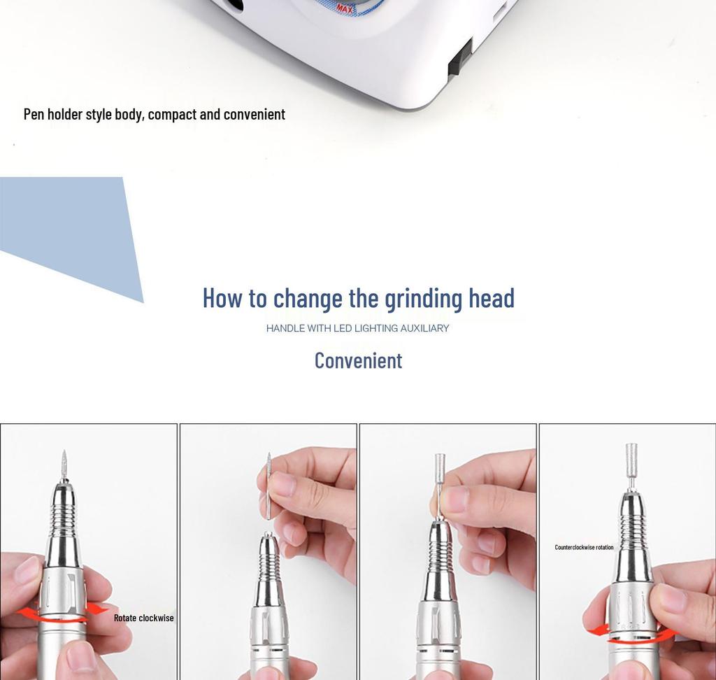 High-Speed 35,000 RPM Nail Drill: Gel Polish & Cuticle Remover, Cool Grinding