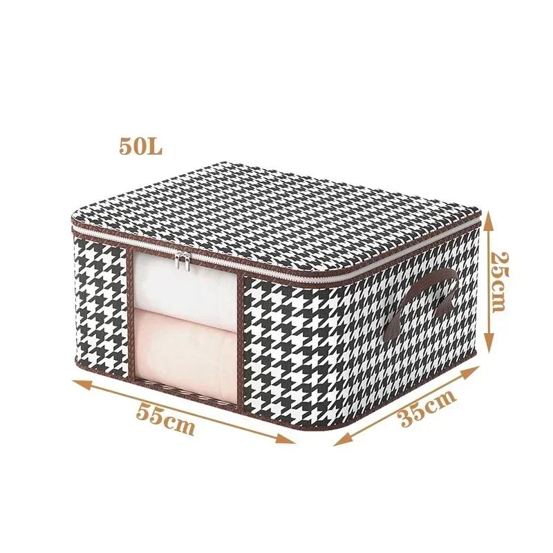 Visible Large Capacity Storage Box Portable Household Clothes Organizer With Handles Foldable Dustproof Quilt Zipper Container