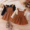 Autumn Girls Comfortable Simple Fashionable Long Sleeved Suit Coffee Strap Skirt