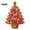 Small Wooden Holiday Decorations Christmas Tree Ornaments, Vintage Colorful Desktop Decoration, Rustic Wood Figurines Home Accents with Pine