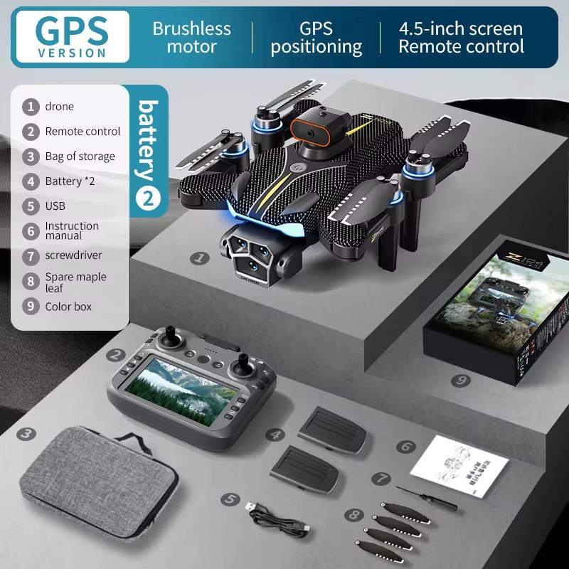 2025 New Z104 RC Drone Wide Angle 8K HD Professional Dual Camera WIfi FPV 4.5 Inch Screen Rc 360° Obstacle Avoidance Brushless Quadcopter Toy Gift