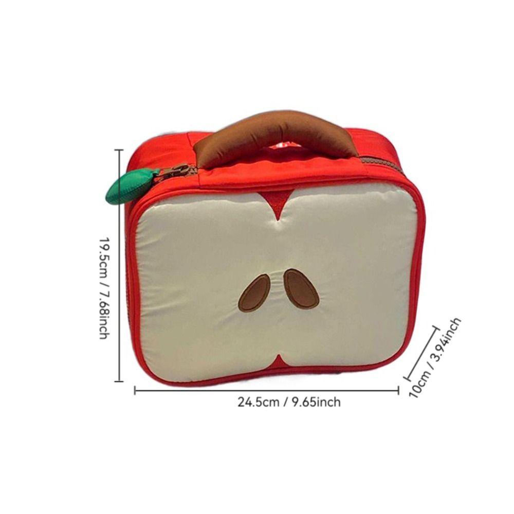 Cute Apple Pattern Makeup Bag Portable Light-weight Travel Toiletry Bag Large with Compartments Cosmetic Bag Women