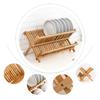 Natural Dish Drying Rack Retro Drying Holder Kitchen Organizer Folding Dish Rack  Home