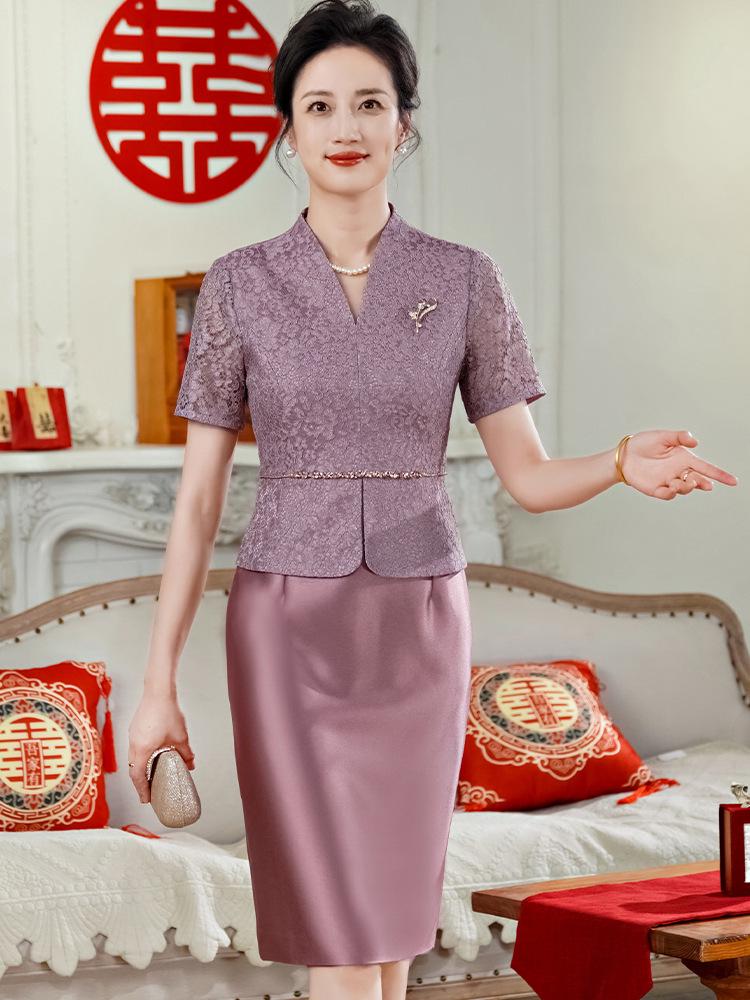 Elegante Completo da Matrimonio Viola 2025: Abito a Due Pezzi alla Moda e Valorizzante per un Look Snello ed Elegante
