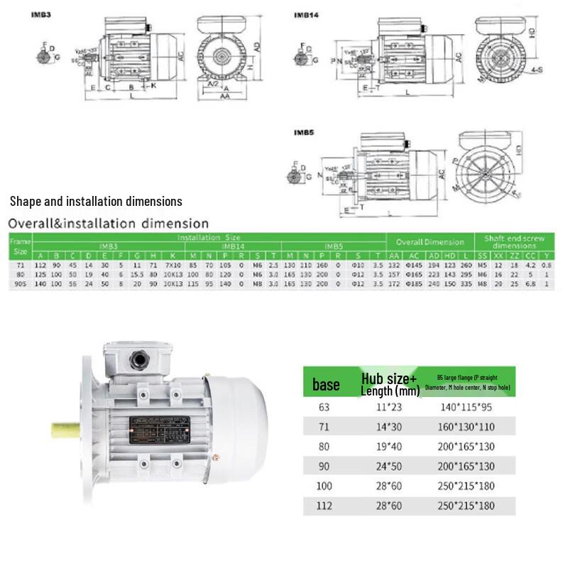 Kejin YS7144 0.75KW Three-Phase Asynchronous Electric Motor