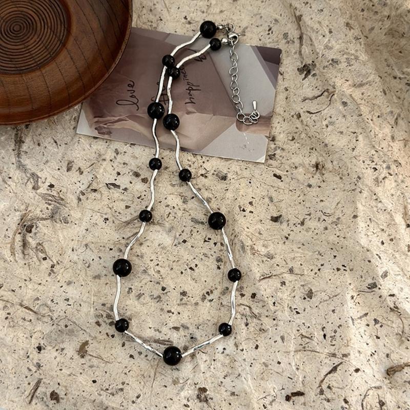 Unique Imitated Pearls Neckchains Stylish Clavicle Chain Adornment Beaded Necklace Party Neck Jewelry for Women Girls