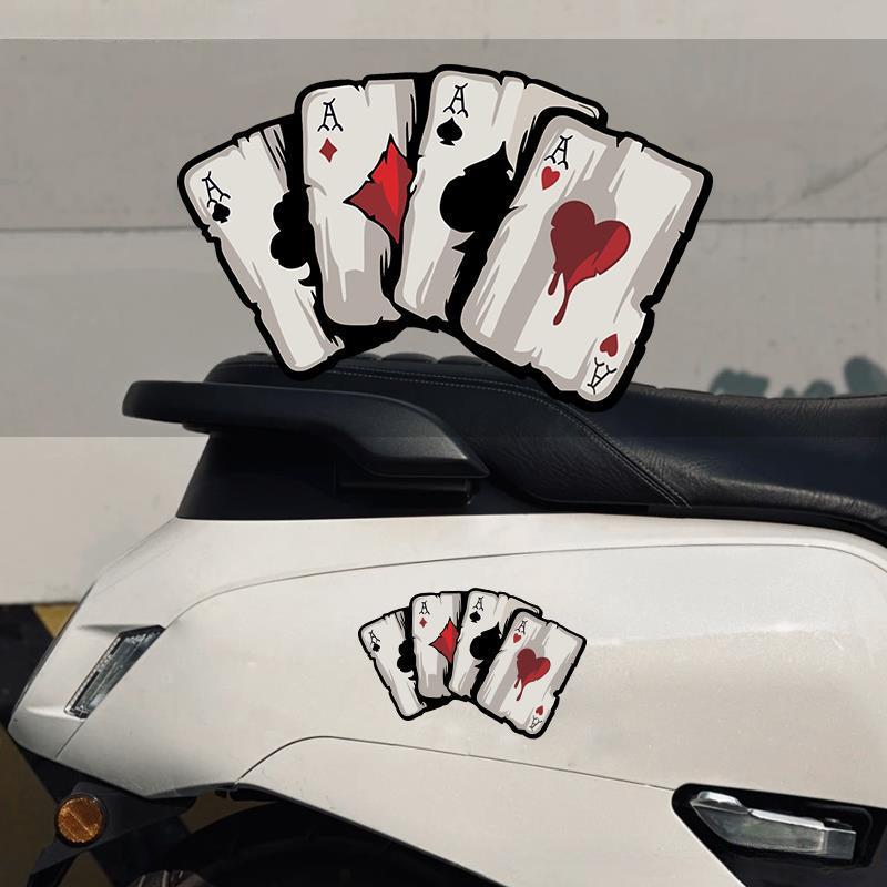 Motorcycle Poker Spades A Pattern Decals Motocross Fuel Tank Cafe Racer Body Car Windows Funny Decoration Playing Card Stickers