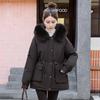 Autumn and Winter Parker Cotton Jacket, Medium To Long Length with Added Fleece, Big Fur Collar, Down Cotton Jacket, Thick and Warm Cotton Jacket