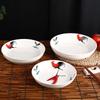 Ceramic Farmhouse Rooster Dish: Deep Round Plate for Fruit, Rice, and Soup