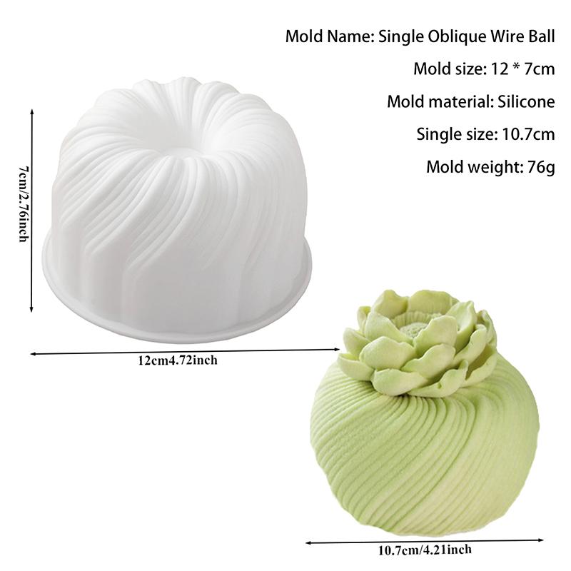 4 Inch Round Rotating Heart Flower Basket Coil Texture Design French Mousse Cake Mould Silicone Cake Mold Kitchen Bakeware
