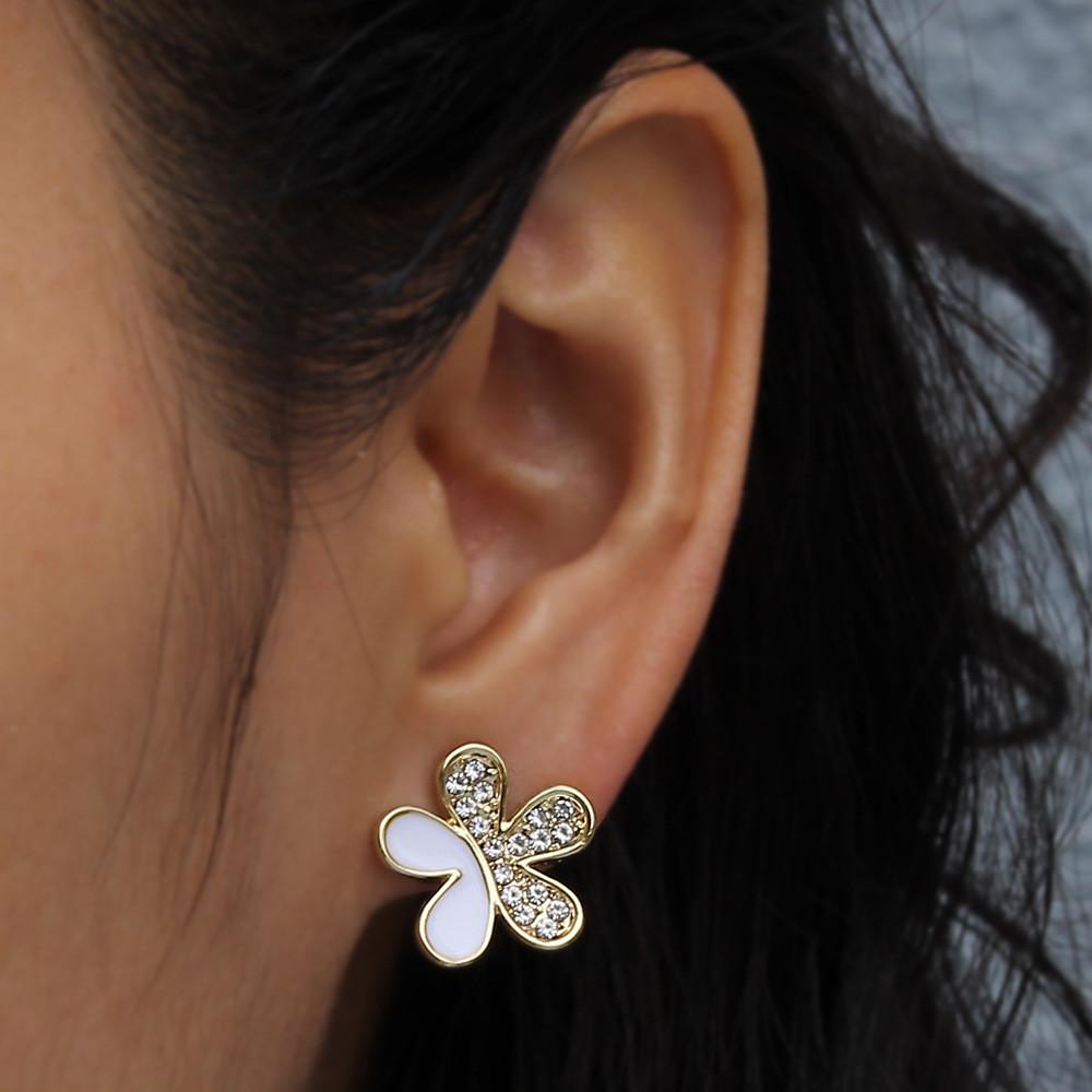 Female Jewelry Gift Summer 2021 Floral Earrings With Rhinestone Accents
