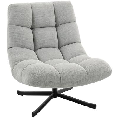Poltrona Girevole Lounge con Seduta Ampia, Aspetto Chenille Idrorepellente, Gambe Incrociate in Acciaio, Grigio Chiaro