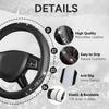 CAR PASS Ładna skórzana uniwersalna kierownica ze strasami, pasująca do pokrowca, samochodu, SUV-a, sedana, ciężarówki, antypoślizgowa (Srebro)