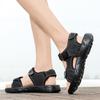 Mode Sommer Herren Sandalen PU Leder Leichtgewicht Offene Zehenpartie Flach Herren Freizeitschuhe Outdoor Wandersandalen für Herren Strandschuhe