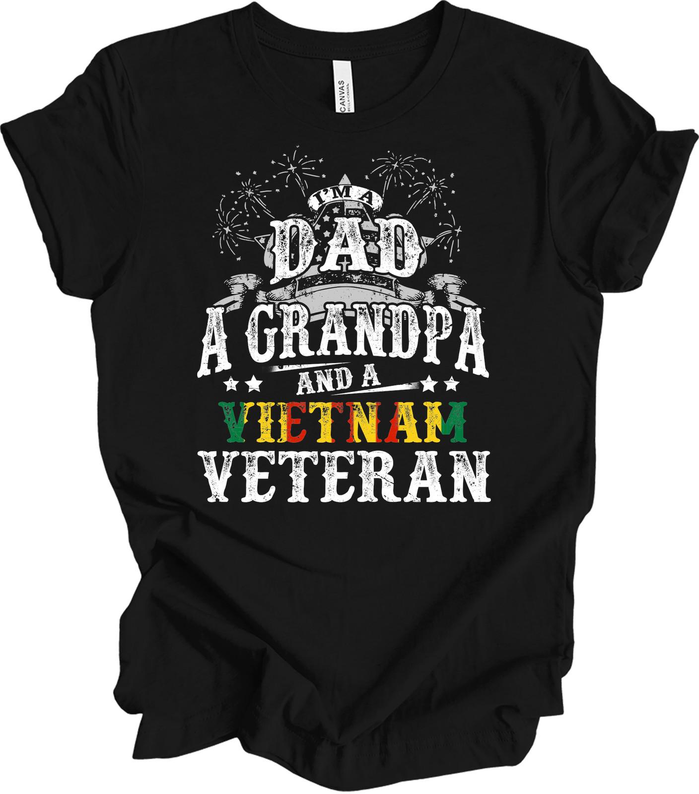 Dad Grandpa Vietnam Veteran T-Shirt - Vintage Distressed Vietnam Heritage Tee L