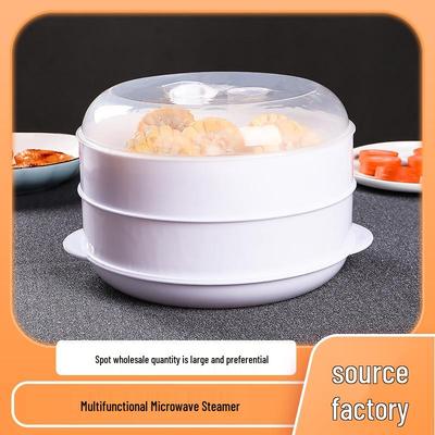 Vaporera Microondas Multicapa: Caja de Plástico para Cocer al Vapor con Tapa para Calentar Mantou - Utensilio Doméstico Versátil