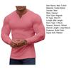 Men T-shirt Solid Color Ribbed Long Sleeve V Neck Streetwear Autumn Winter Bottoming Shirt Tee Shirt Men Clothing