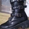 Damenstiefel 2025 Winter Neu PU-Leder Plateau Mode Schnürung Punk Gothic Stiefeletten Freizeit Arbeitsschuhe botines mujer