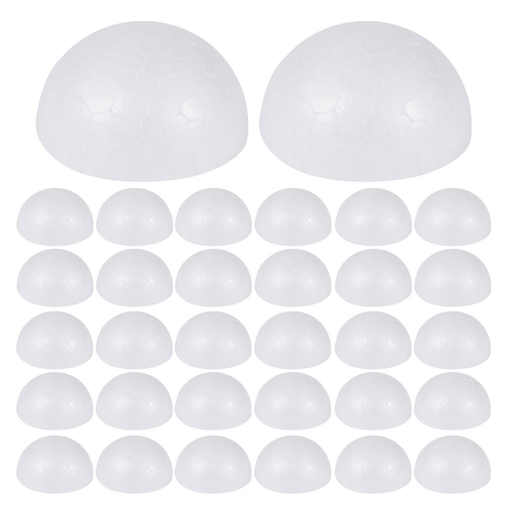 30 pcs 8Cm Half Ball Foam Craft Material White Semicircle Ornaments For Diy Painting Kids Art Projects Christmas Decoration