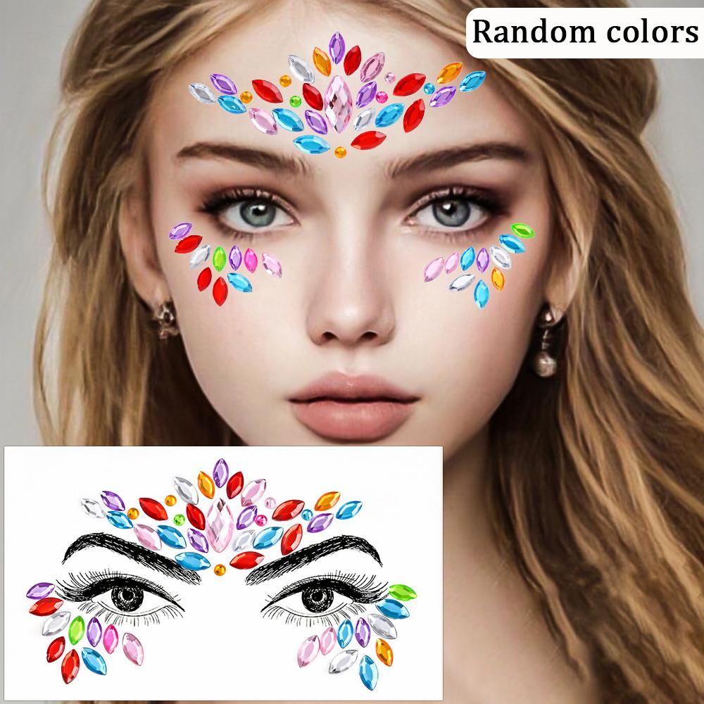 3D Strass Gezichtstattoo Stickers Voor Festival Glitter Make-up Sieraden Sticker Op Gezicht Kristallen Edelstenen Juwelen Diamanten Decoratie
