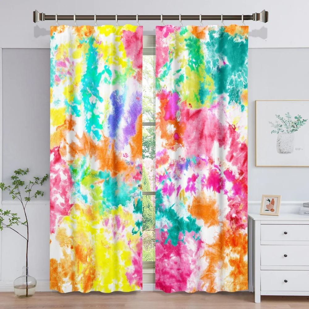 Vibrant Water Painting Luxurious Window Panel Drapes in the Kids Bedroom Living Room Hall Treatments Kitchen Decoration Drapes Blinds