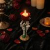 Gothic Resin Candle Holder Halloween Skeleton Hand Rose Holder, Decorative Ornament Lifelike Decor for Home Table Decor, Dark Style Romantic