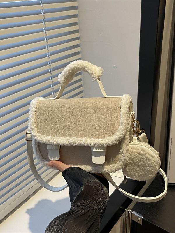 

Velvet Frosted Single Shoulder Handbag: Women s Retro Crossbody for Autumn & Winter білий