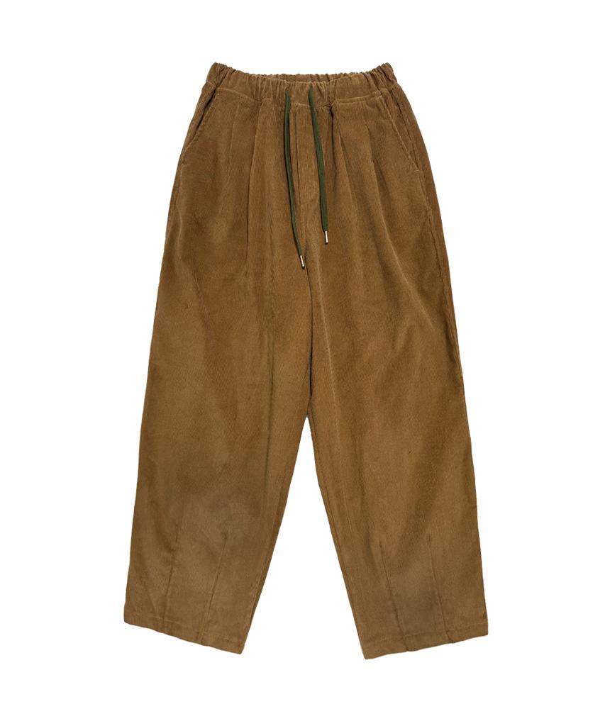 GOSTREET Semi-Wide Double-Fleece Corduroy Curved Elastic Pants Brown