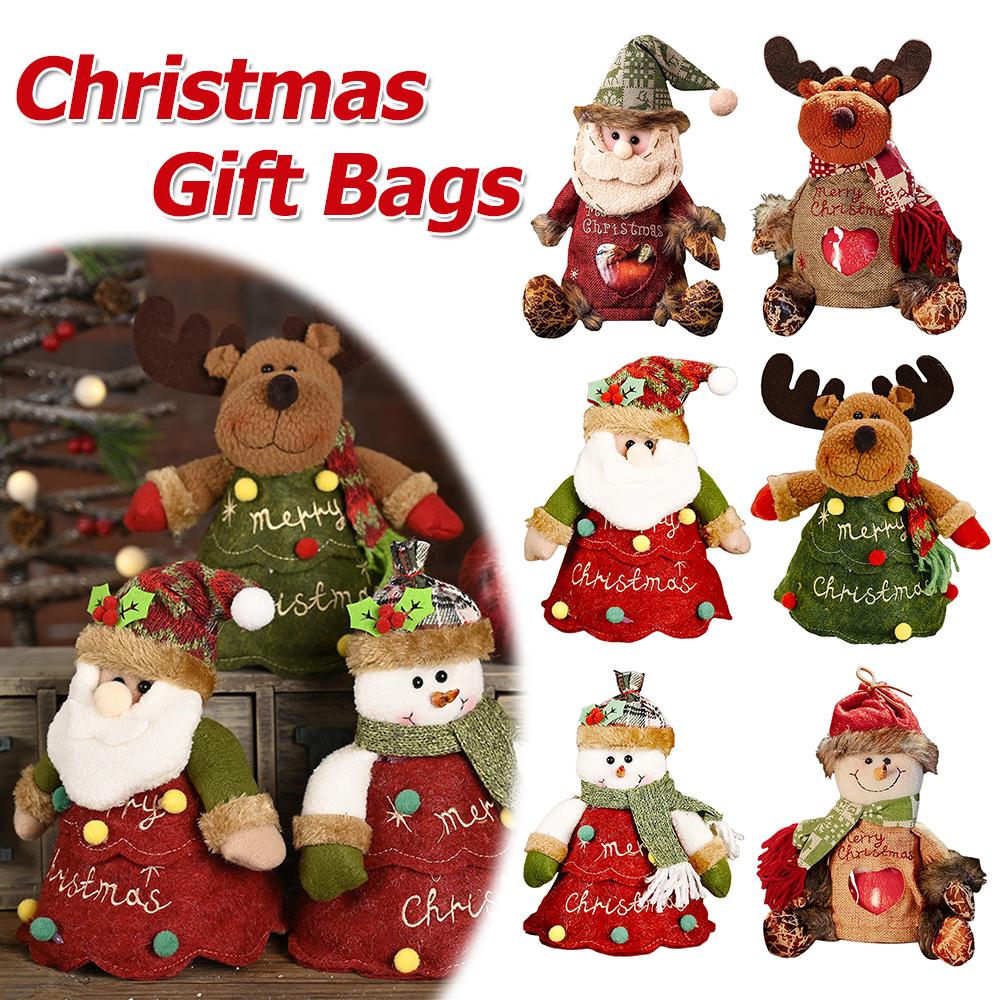 Christmas Gift Bags Zipper Design Xmas Treat Pouch Creative  Candy Bag Xmas Gift & Party Favor Bags for Gifts Apples Candy