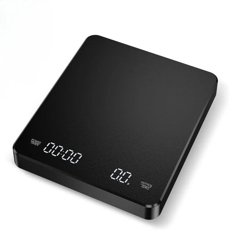 

Digital Rechargeable Coffee Scale with Timer LED Screen USB 3kg Max 0.1g High Precision Kitchen Scale for Espresso Brewing