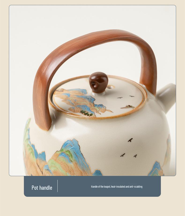 "A Thousand Li of Rivers and Mountains" Luxury Tea Set – Teapot & Teacups Gift for Teachers, Elders, Leaders