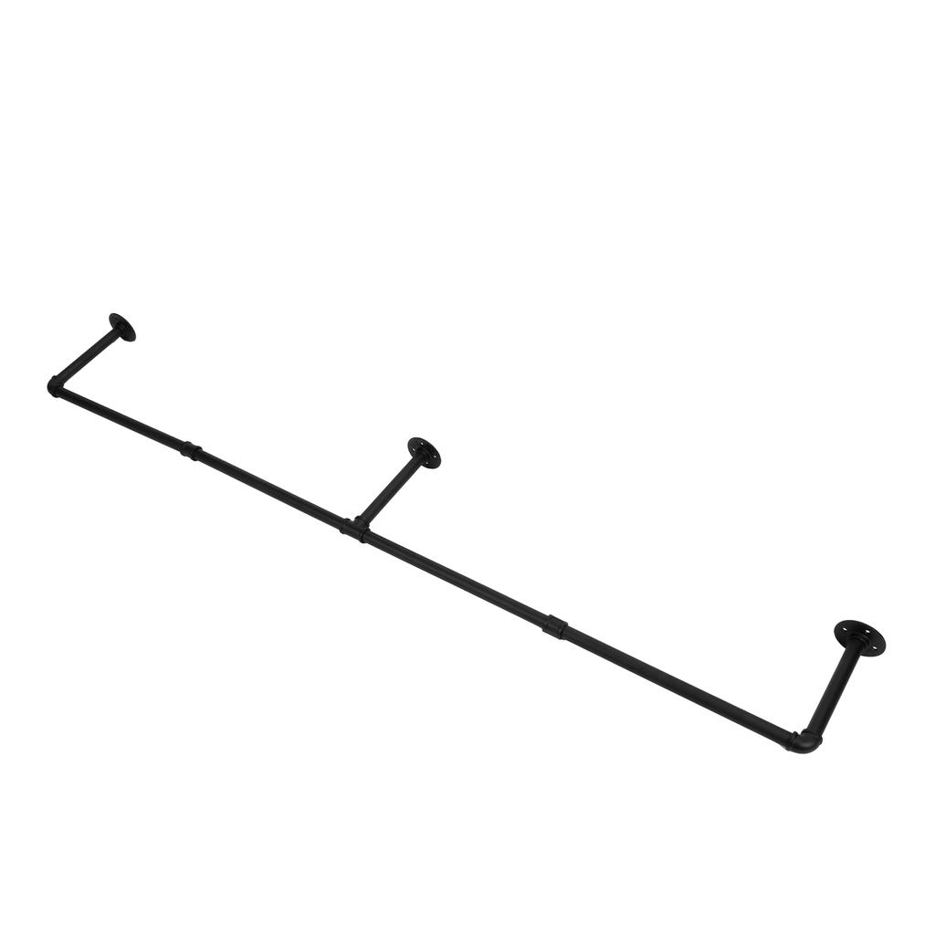 Clothes Rail Wall Mounted Hanging Bar Rack Detachable Retro Industrial Pipe Style Garment Rail