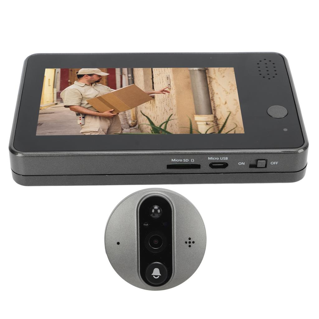 Peephole Camera 4.3in IPS Screen 1080P Infrared Night Vision Video Doorbell Viewer Two Way Audio