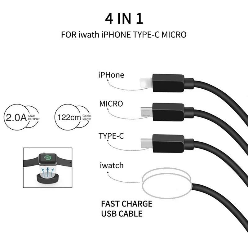 Cavo di Ricarica PD USB Type C 4 in 1 per IPhone/Android Orologio Veloce Caricatore Wireless Magnetico per Apple Watch IWatch 1-9 Ultra SE