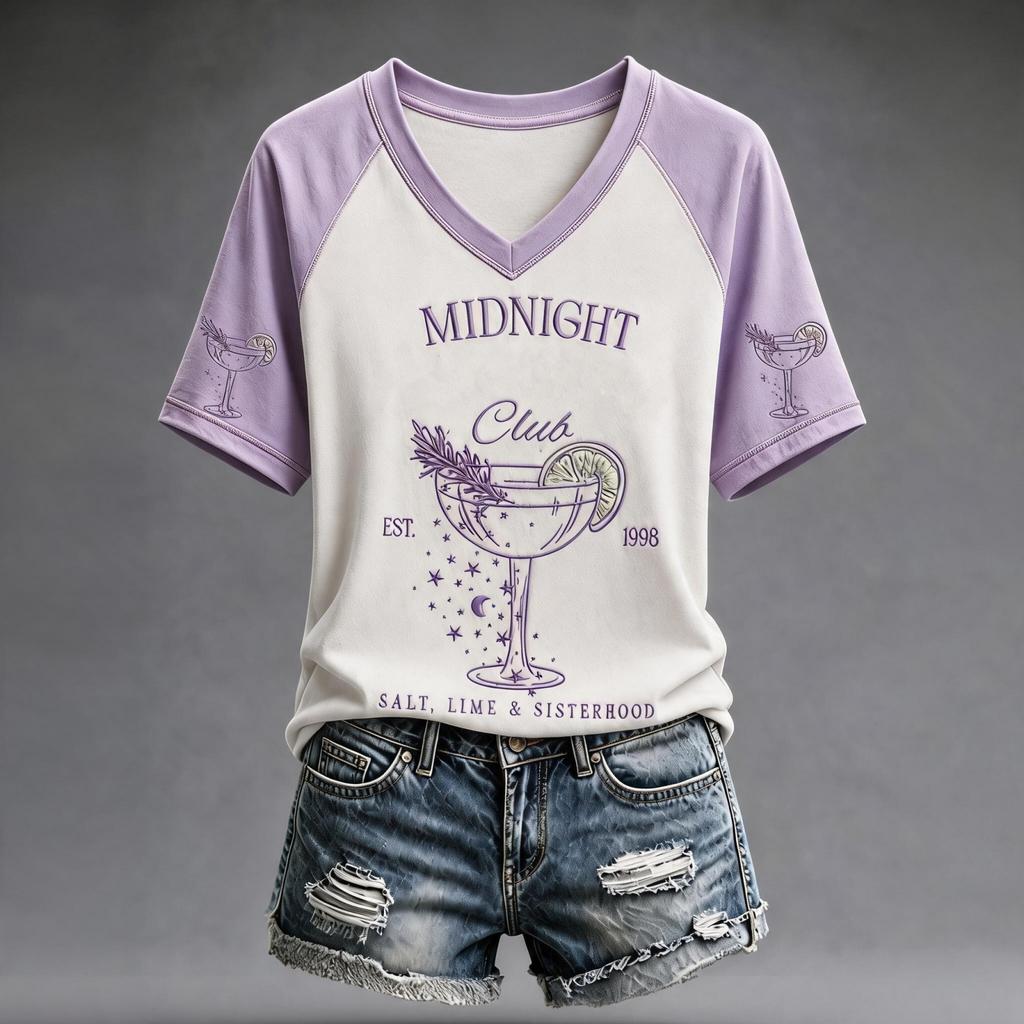 Women's Halloween V-Neck Short Sleeve T-Shirt Casual Printed Top
