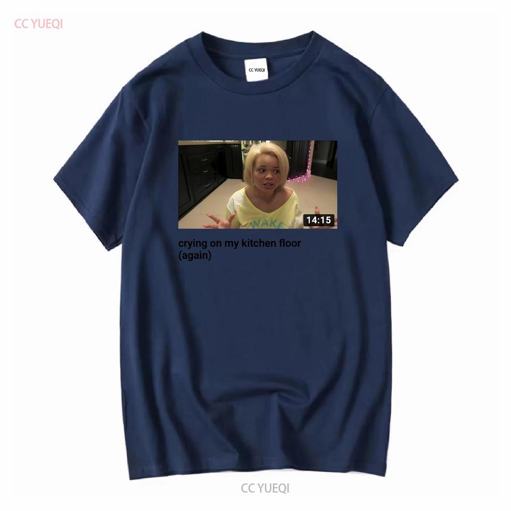 White T shirt iconic Trisha pastas YouTube video crying on kitchen floor long or short sleeves vintage Washed homme Unisex