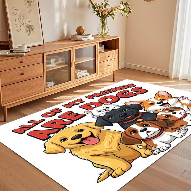 All of My Friends Are Dogs Print Non Slip Area Rug Soft Washable Entryway Floor Mat for Living Room Bedroom Dog Lover Decor