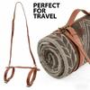 Shoulder Blanket Holder with PU Leather Look, Metal Hardware and Secure Blanket Hold for Travel Use, Camp Carry and Daily Blanket Transport