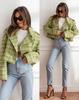 Autumn Plaid Woolen Lapel Jacket - British Style Cropped Design