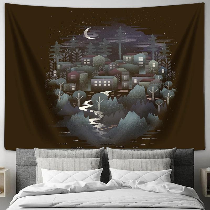 Mystical Forest Tapestry Dark Academia Wall Hanging Nature Aesthetic Decor Cottagecore Room Decor Gothic Home Decor Celestial Wa