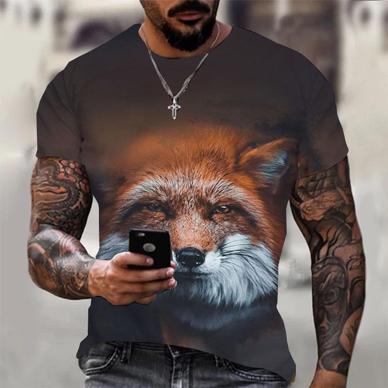 Men's T Shirt 3D Digital tiger Print Short Sleeve T-Shirts Comfy Casual Elastic Crew Neck Men Outdoor Activities Top