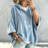 Women's Casual Velvet Hooded Pullover Top with and 3/4 Sleeves